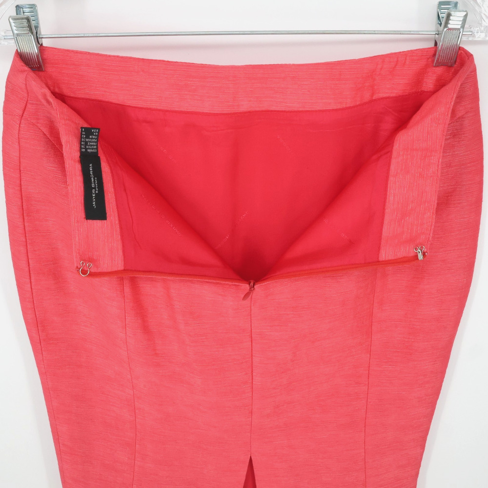 Javier Simorra Skirt Suit Womens 6 Pink Linen Blend Lined Fitted Designer Career - Picture 14 of 16